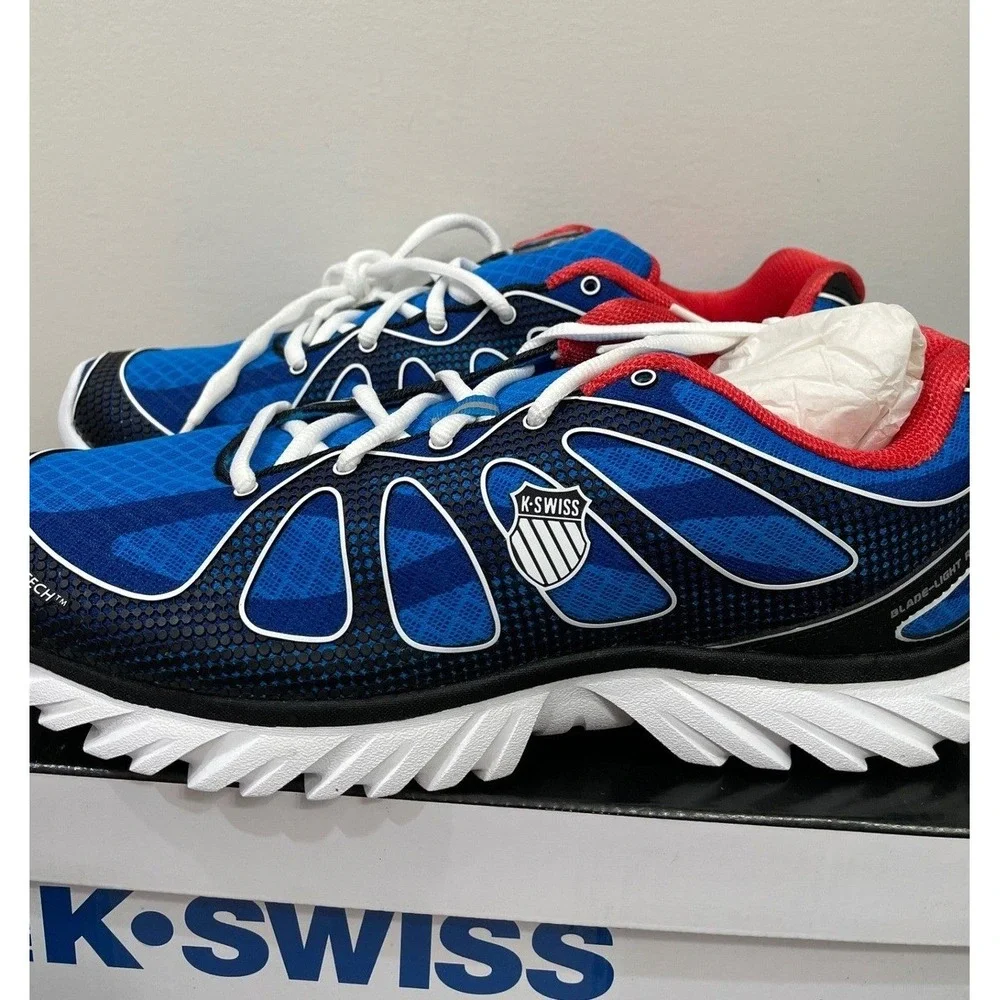 K-Swiss Blade-Light Run II Men 10 1/2 Running Shoes Blue Black Red Seamfree Tech
